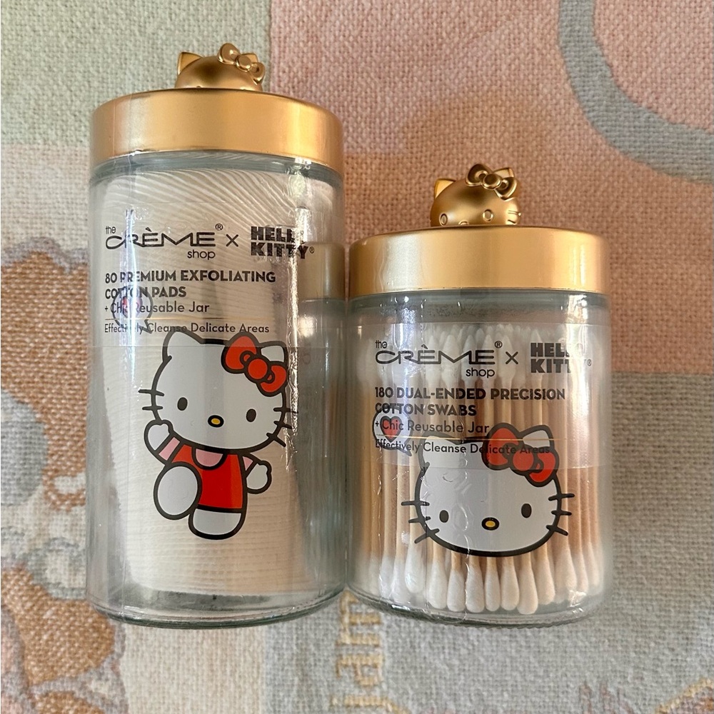 Hello Kitty Gold Lid Cotton Pads and Swabs Set